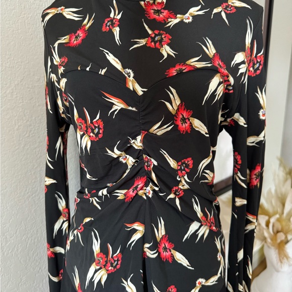 Isabel Marant Black Blouse with Red and Cream Floral Design - Picture 7 of 10